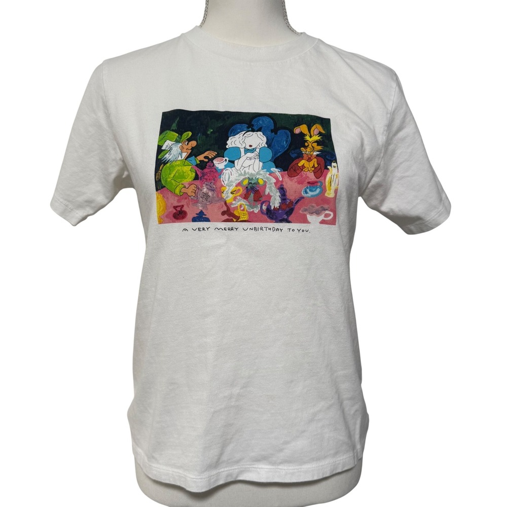 Uniqlo X Disney UT Alice and Wonderland Colorful Graphic T Shirt Women XS cotton
